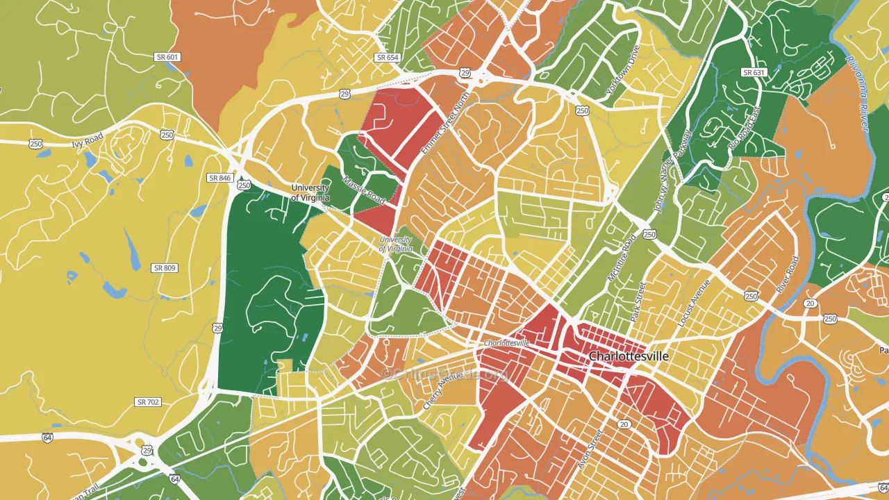 Venable, Charlottesville, VA Map of Burglary Rates