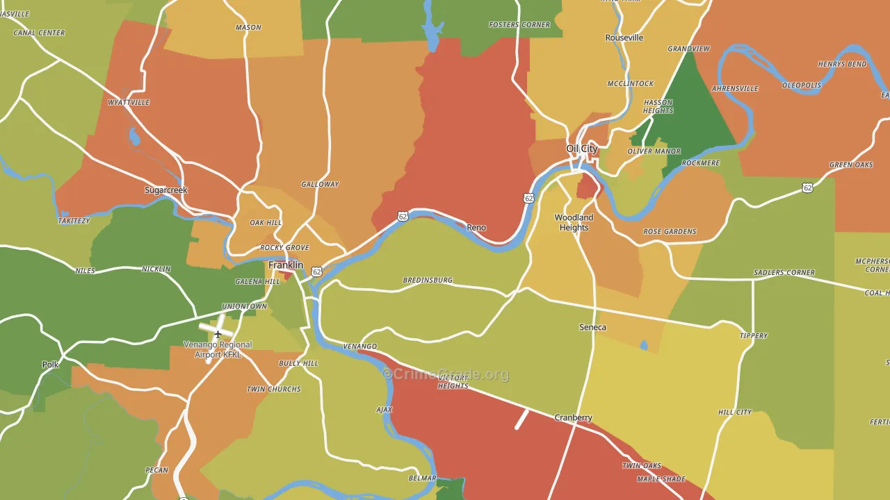 Venango County, PA Map of Burglary Rates
