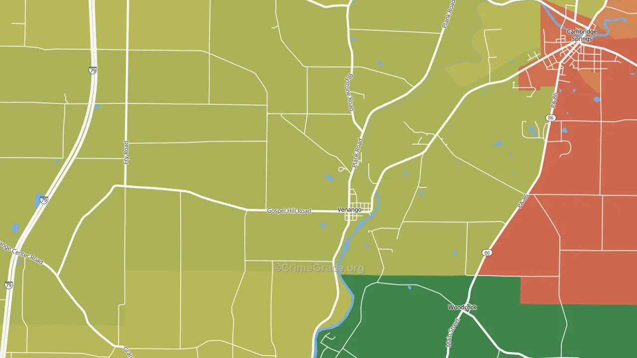 Venango, PA Map of Burglary Rates