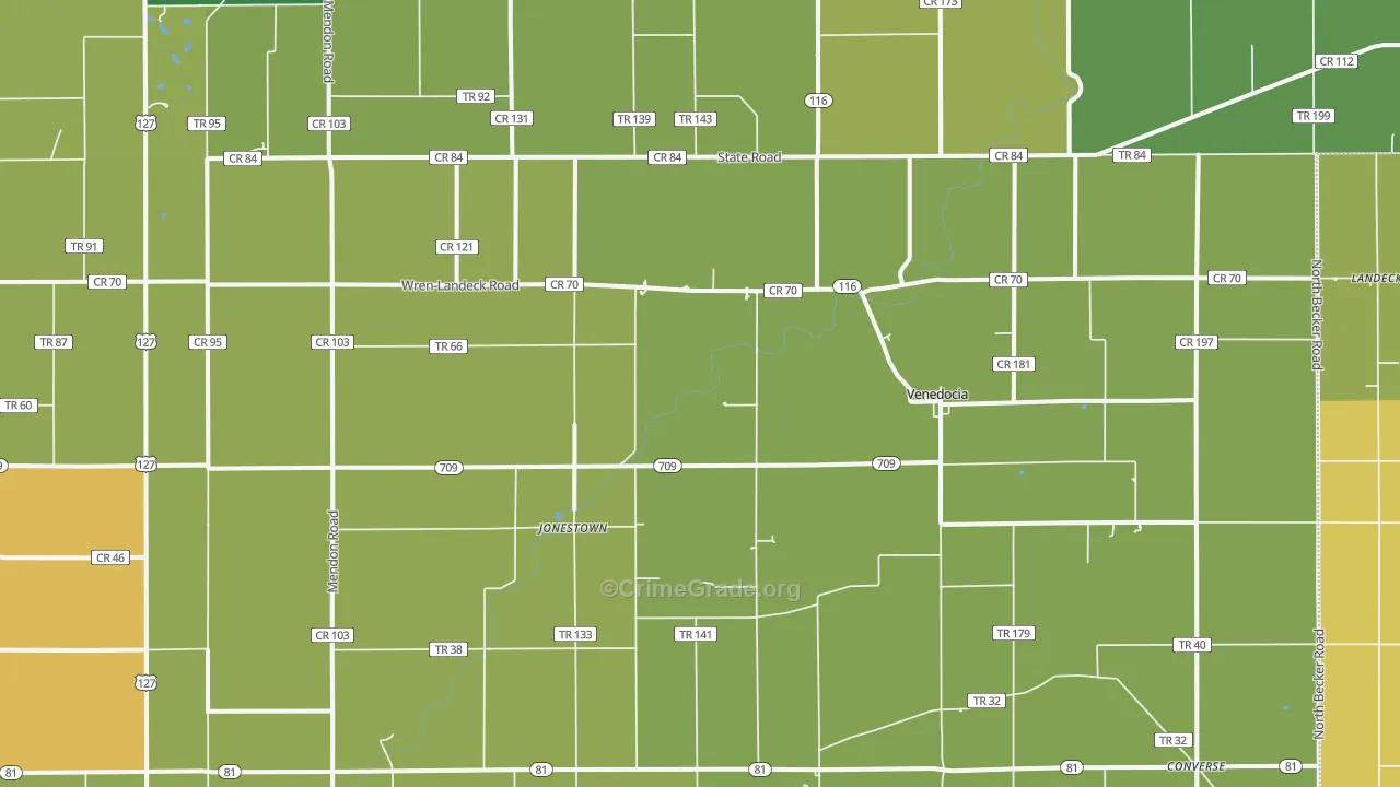 Venedocia, OH Map of Burglary Rates