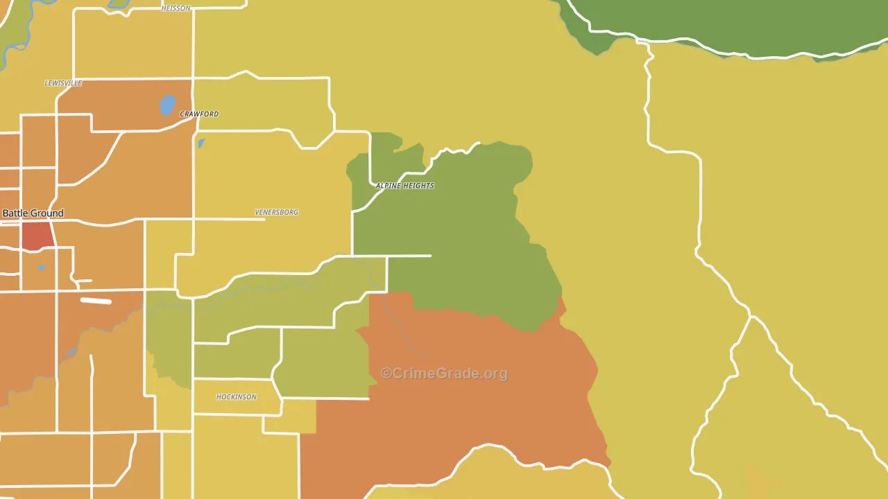 Venersborg, WA Map of Burglary Rates