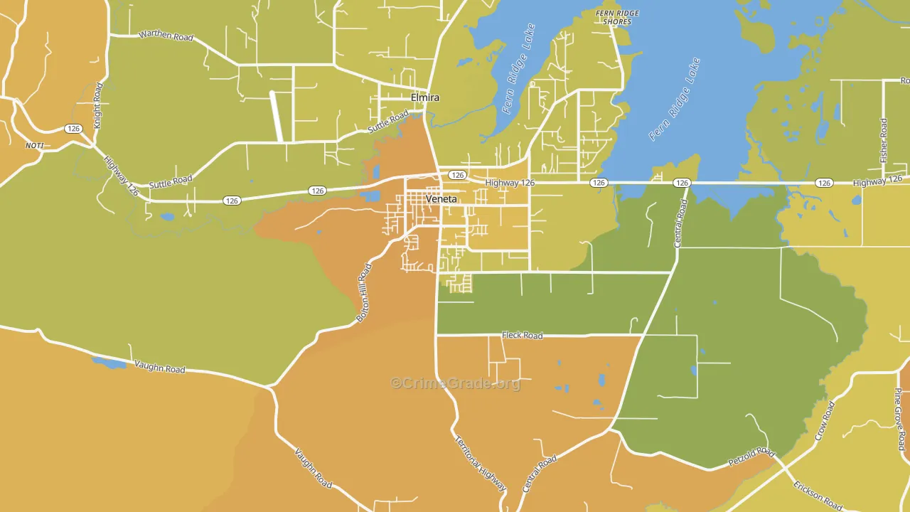 Veneta, OR Map of Burglary Rates