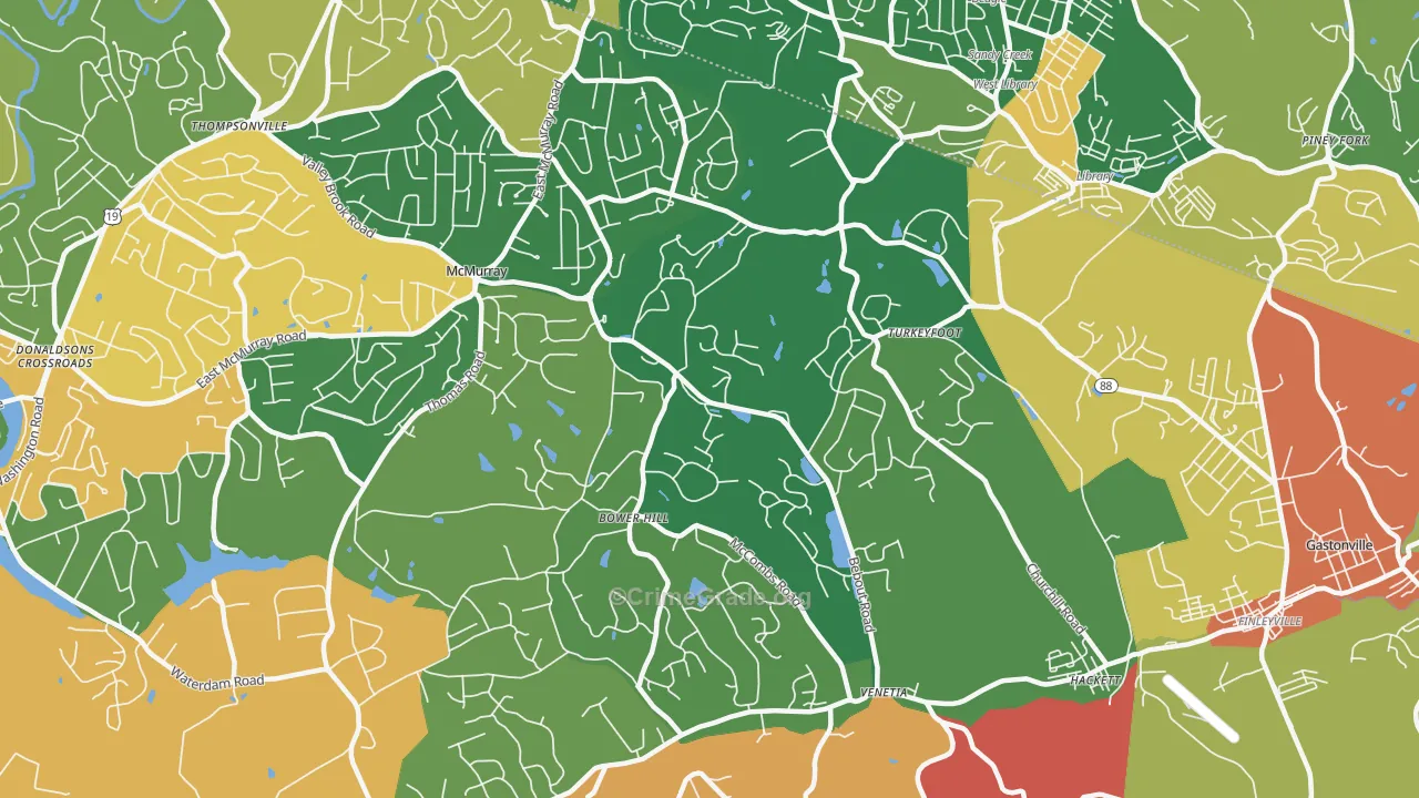 Venetia, PA Map of Burglary Rates