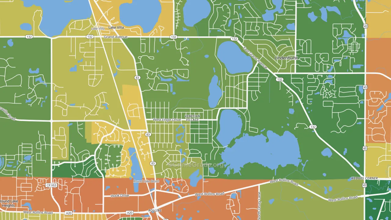 Venetian Village, IL Map of Burglary Rates