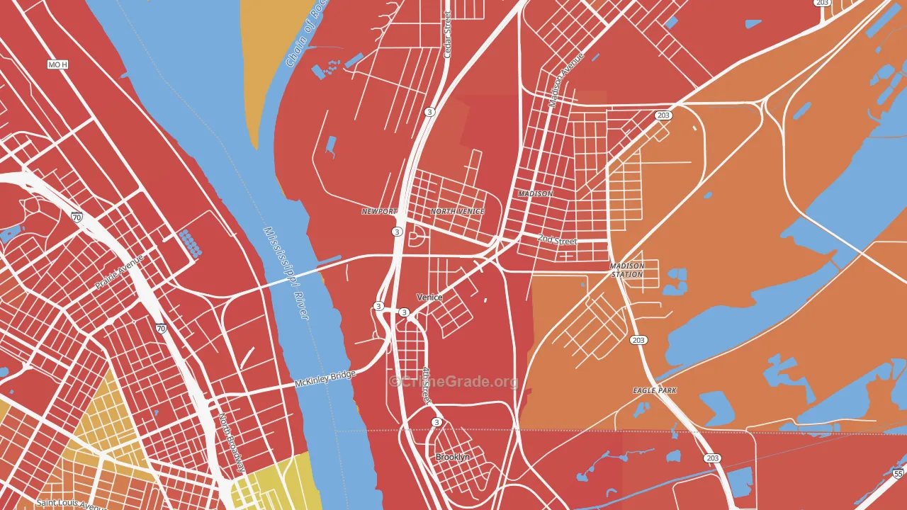 Venice, IL Map of Burglary Rates