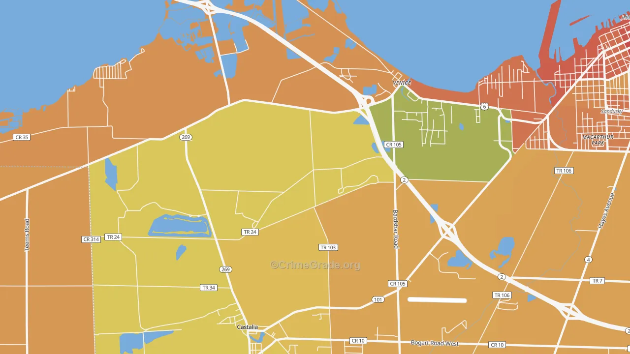 Venice, OH Map of Burglary Rates