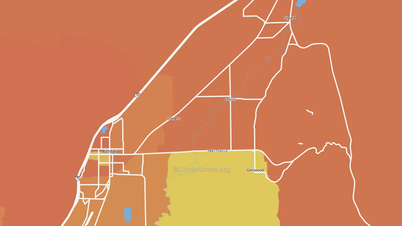 Venice, UT Map of Burglary Rates