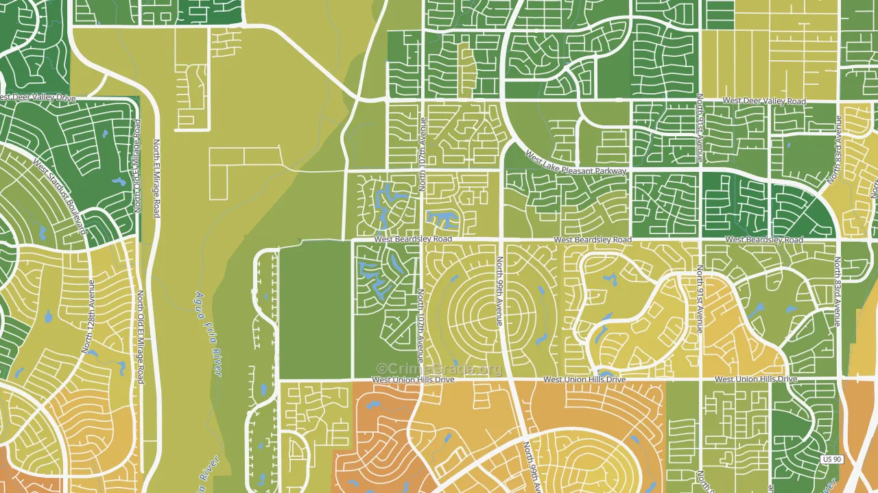 Ventana Lakes, Peoria, AZ Map of Burglary Rates