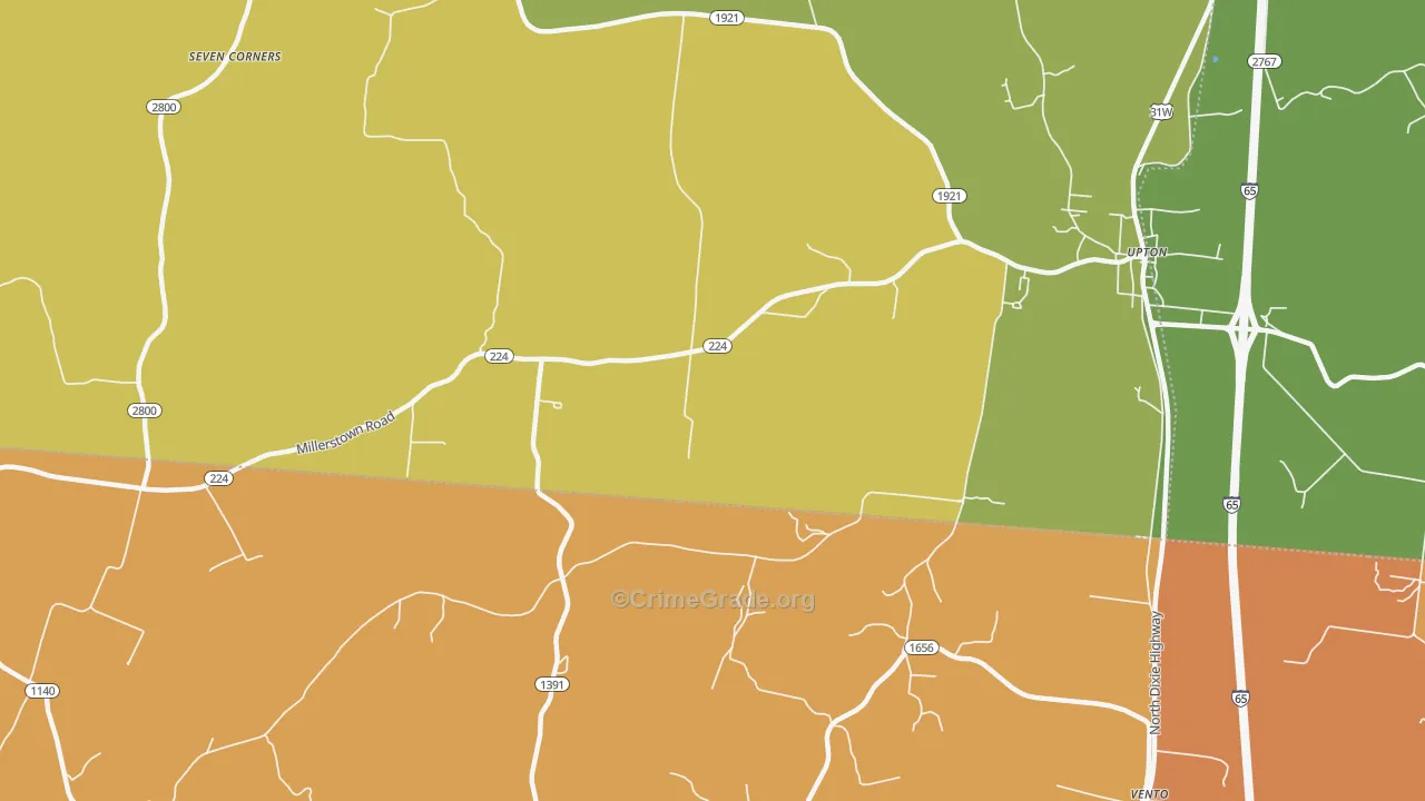 Vento, KY Map of Burglary Rates