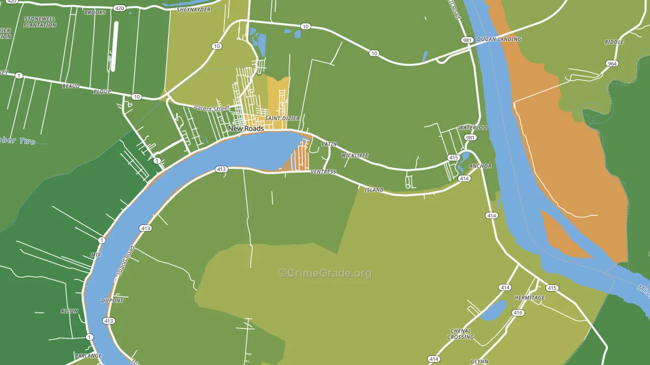 Ventress, LA Map of Burglary Rates