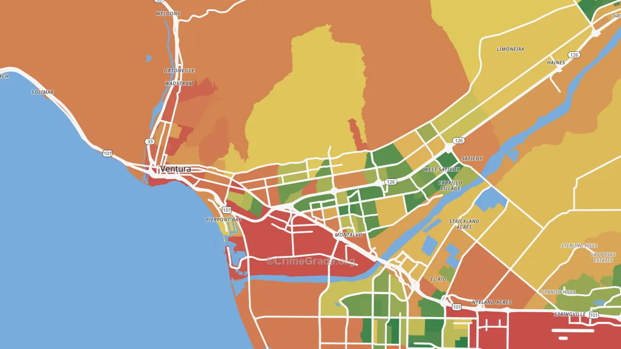 Ventura, CA Map of Burglary Rates