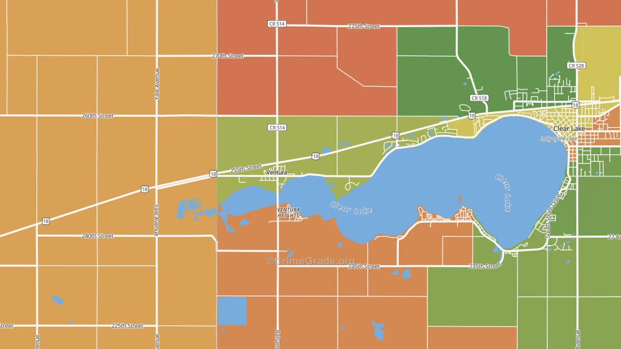 Ventura, IA Map of Burglary Rates