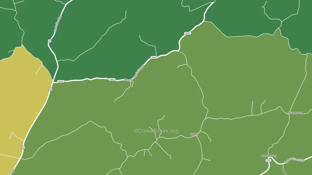 Venus, KY Map of Burglary Rates