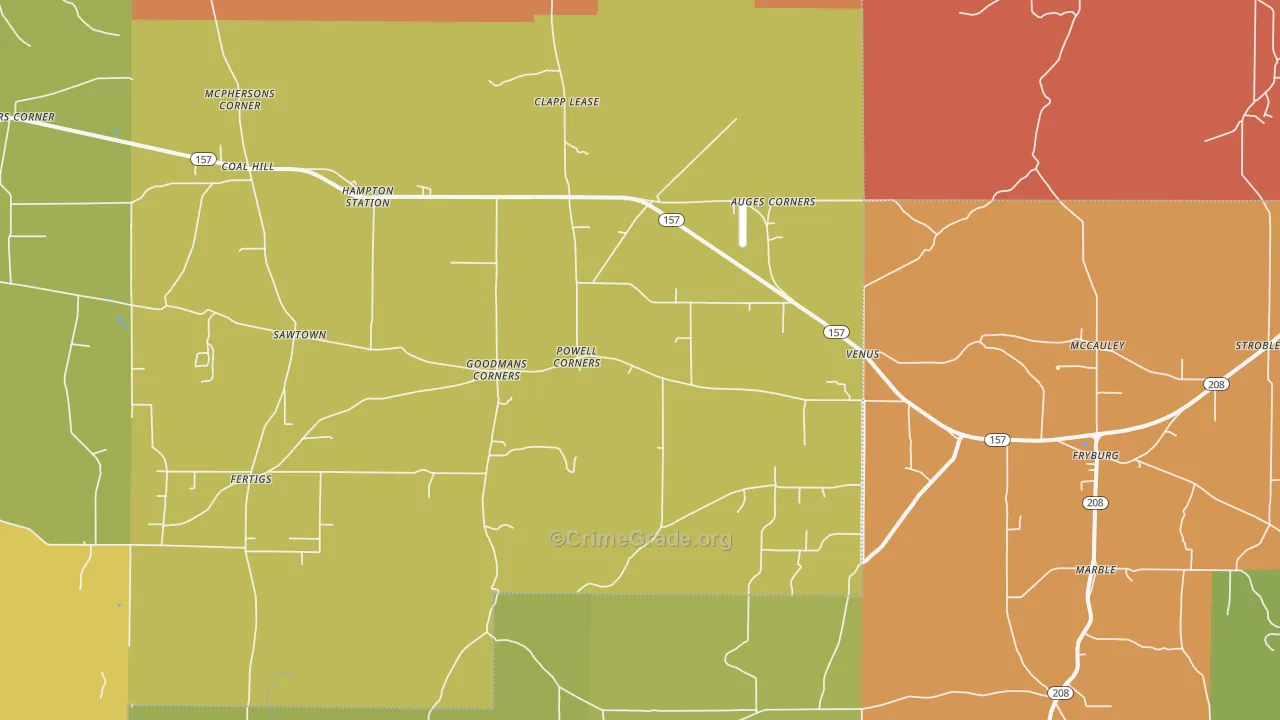 Venus, PA Map of Burglary Rates