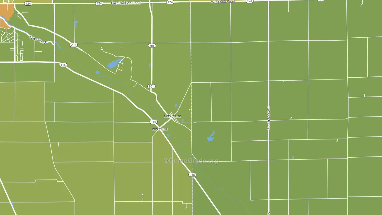 Vera Cruz, IN Map of Burglary Rates