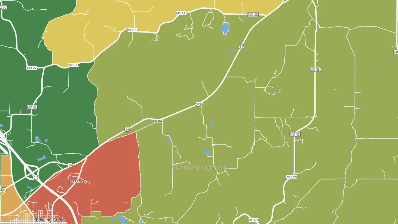 Vera, MO Map of Burglary Rates