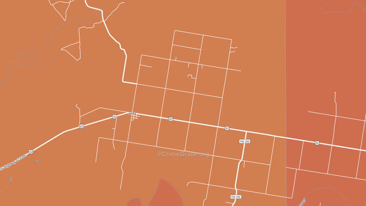 Vera, TX Map of Burglary Rates