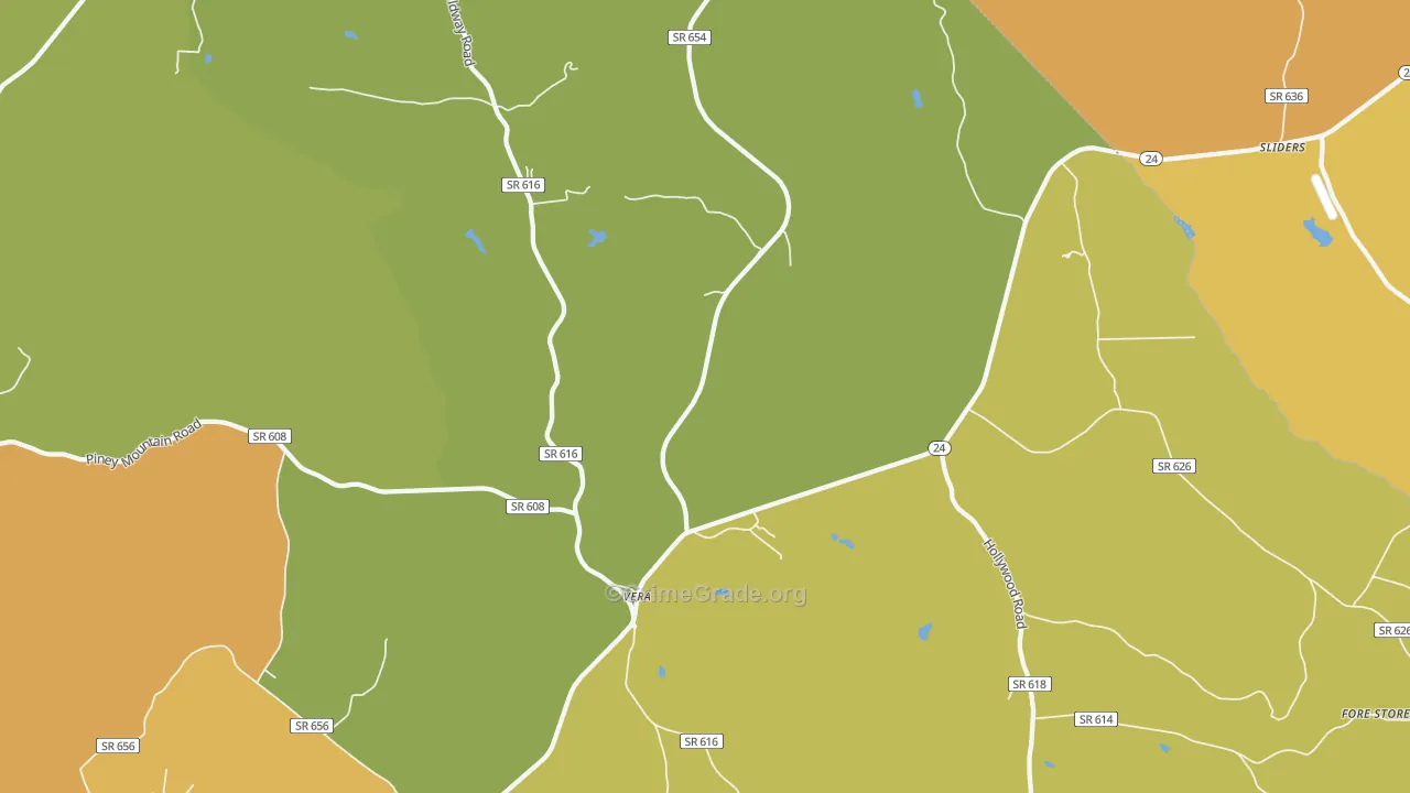 Vera, VA Map of Burglary Rates