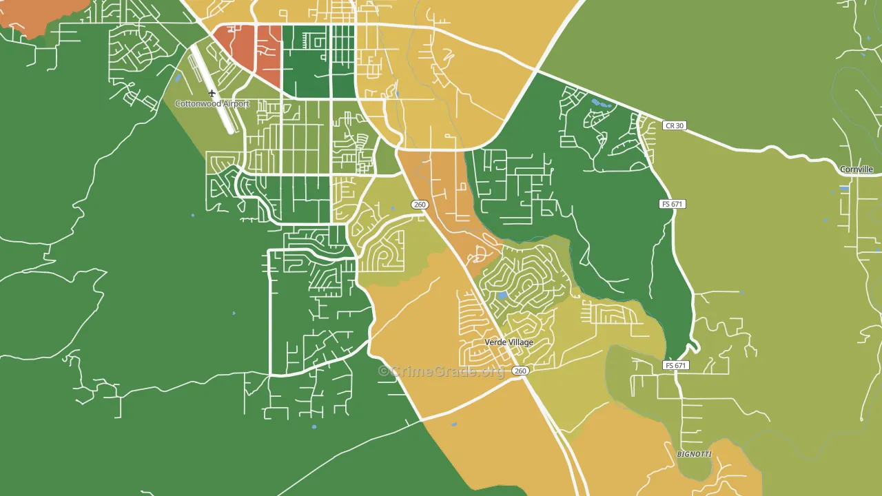 Verde Village, AZ Map of Burglary Rates