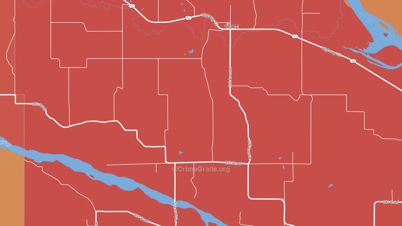 Verdel, NE Map of Burglary Rates