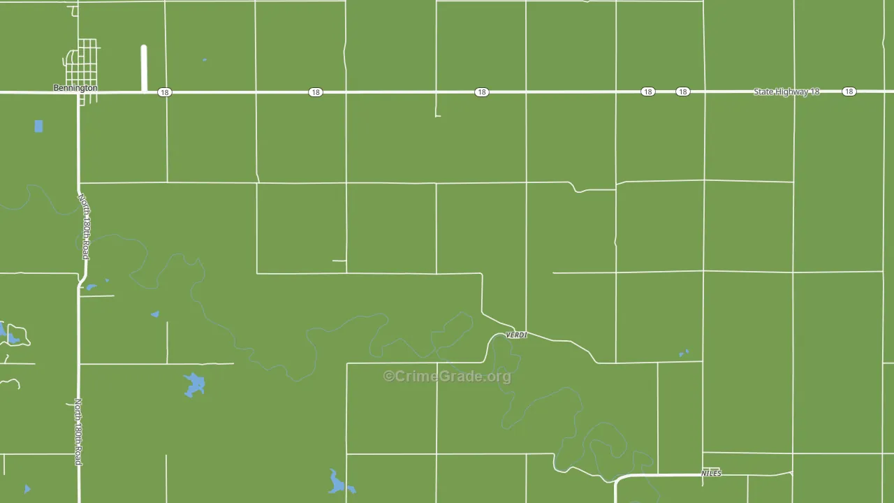 Verdi, KS Map of Burglary Rates