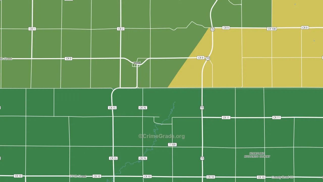 Verdi, MN Map of Burglary Rates