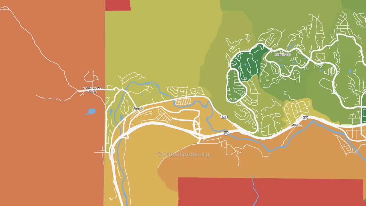 Verdi, NV Map of Burglary Rates