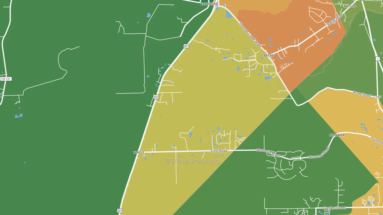 Verdie, FL Map of Burglary Rates