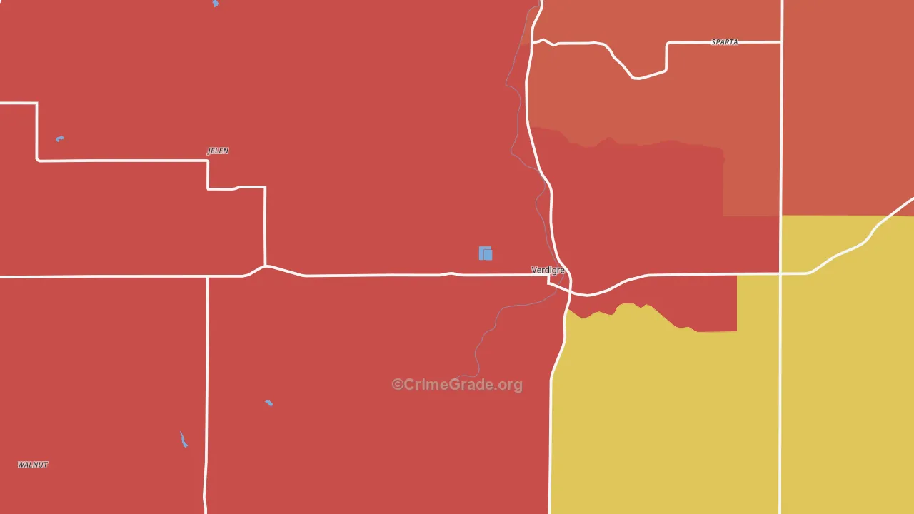 Verdigre, NE Map of Burglary Rates