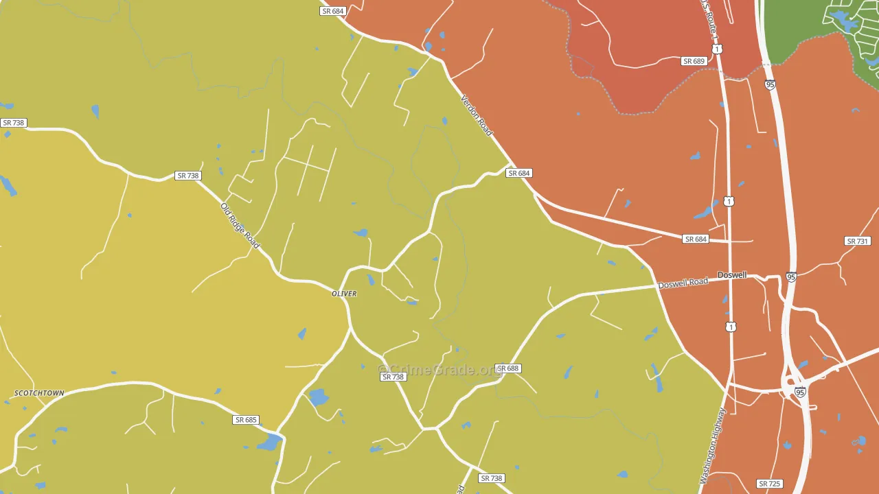 Verdon, VA Map of Burglary Rates