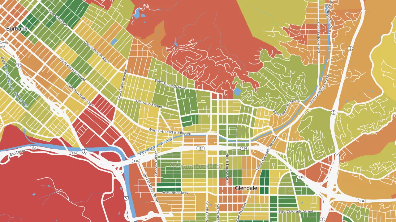 Verdugo Viejo, Glendale, CA Map of Burglary Rates
