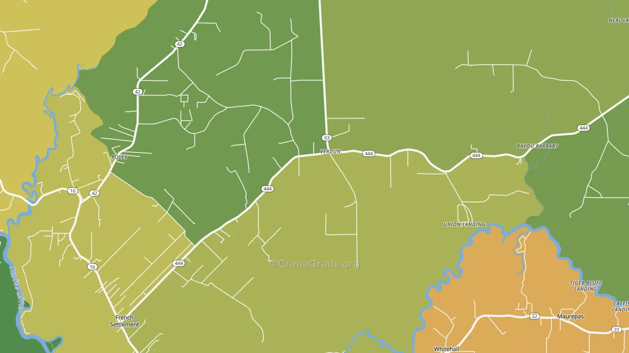 Verdun, LA Map of Burglary Rates
