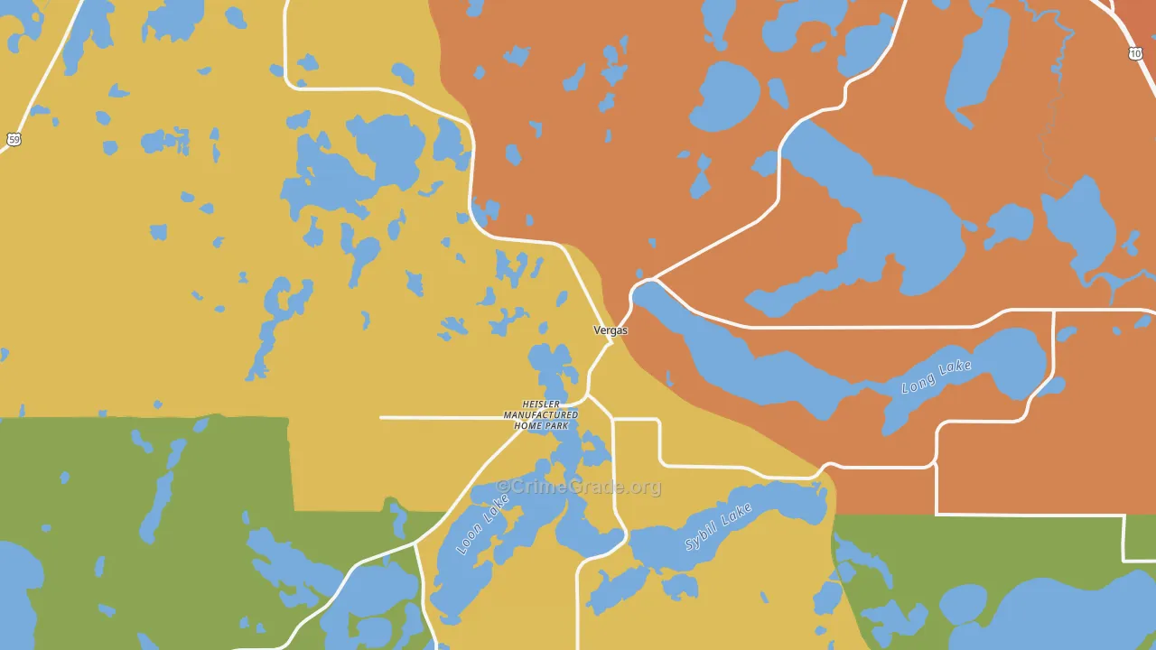 Vergas, MN Map of Burglary Rates