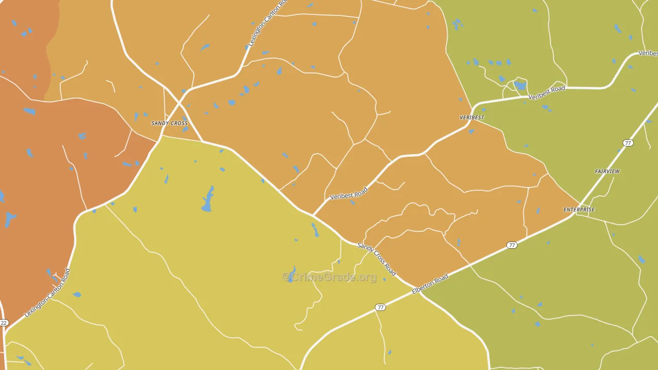 Veribest, GA Map of Burglary Rates