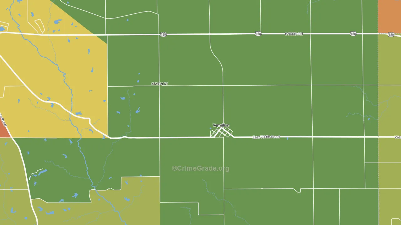 Vermilion, IL Map of Burglary Rates
