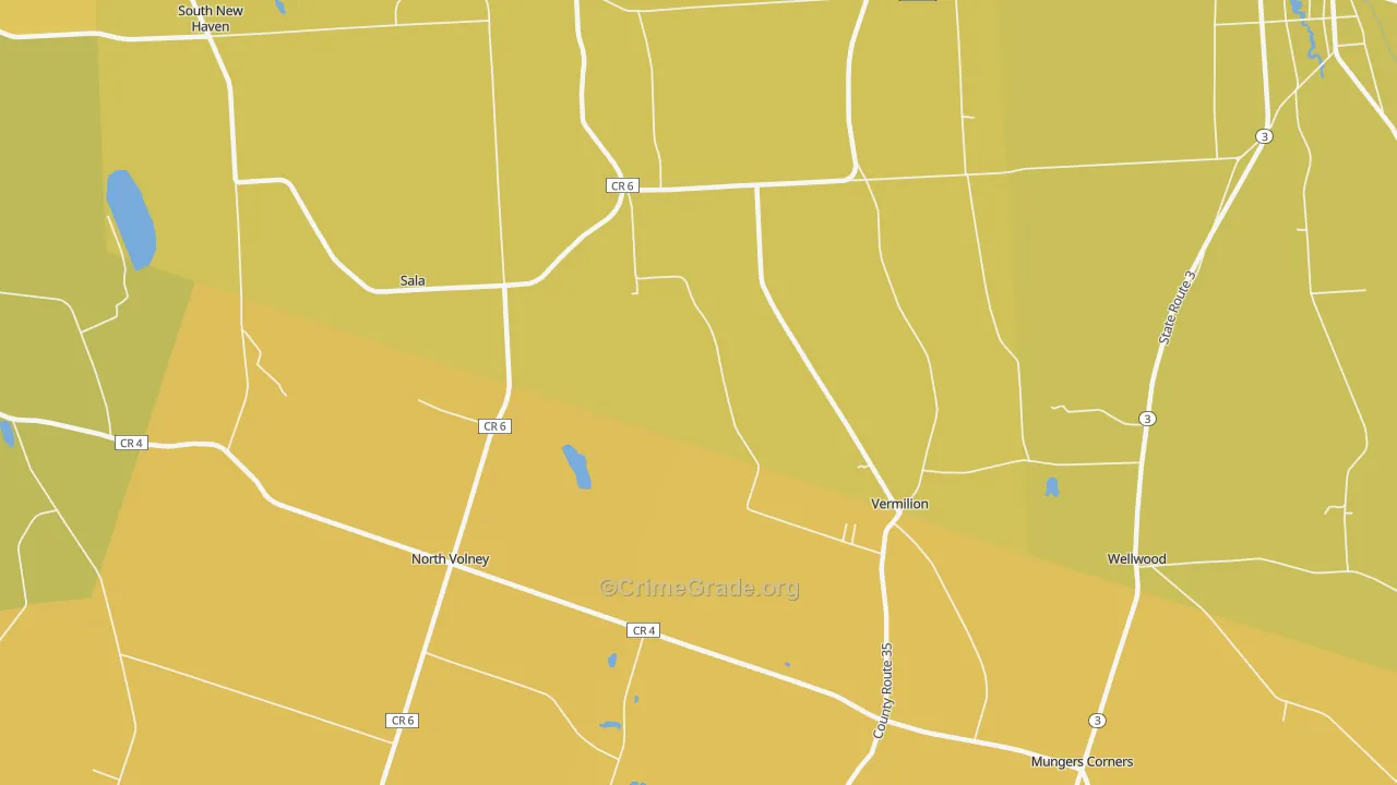 Vermilion, NY Map of Burglary Rates