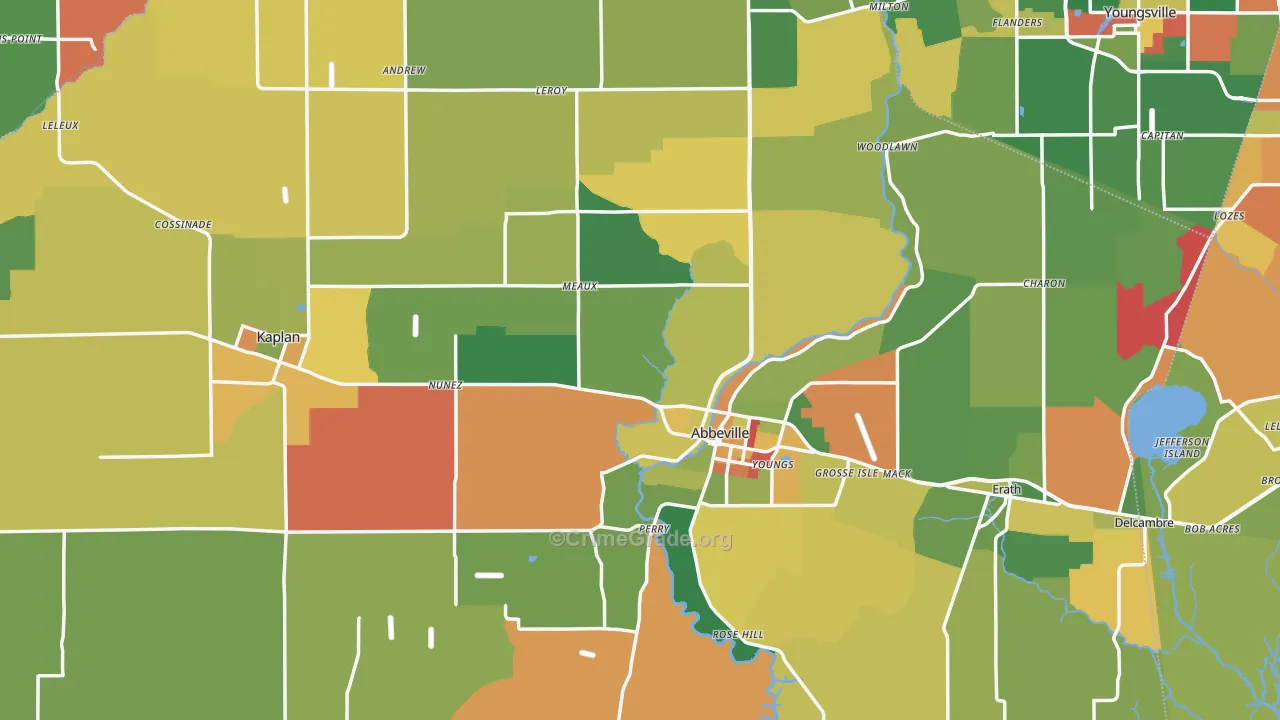 Vermilion Parish, LA Map of Burglary Rates