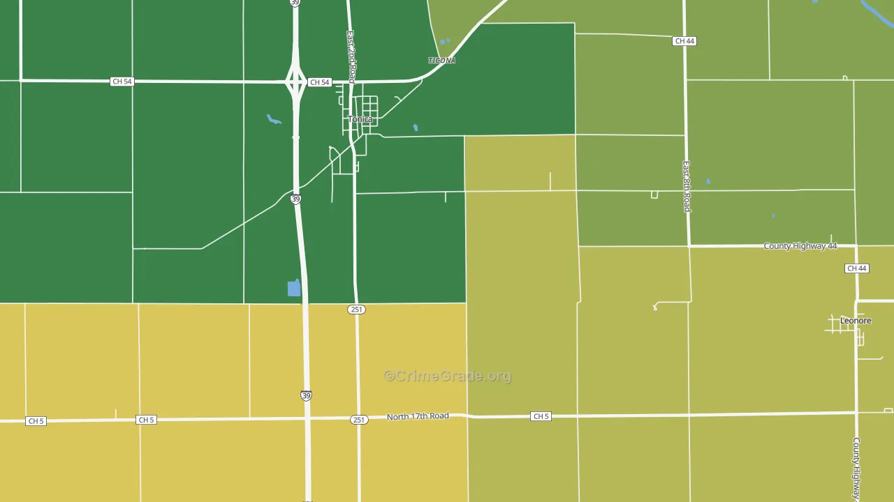 Vermilionville, IL Map of Burglary Rates
