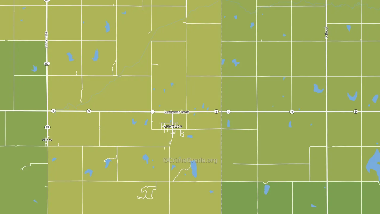 Vermillion, KS Map of Burglary Rates