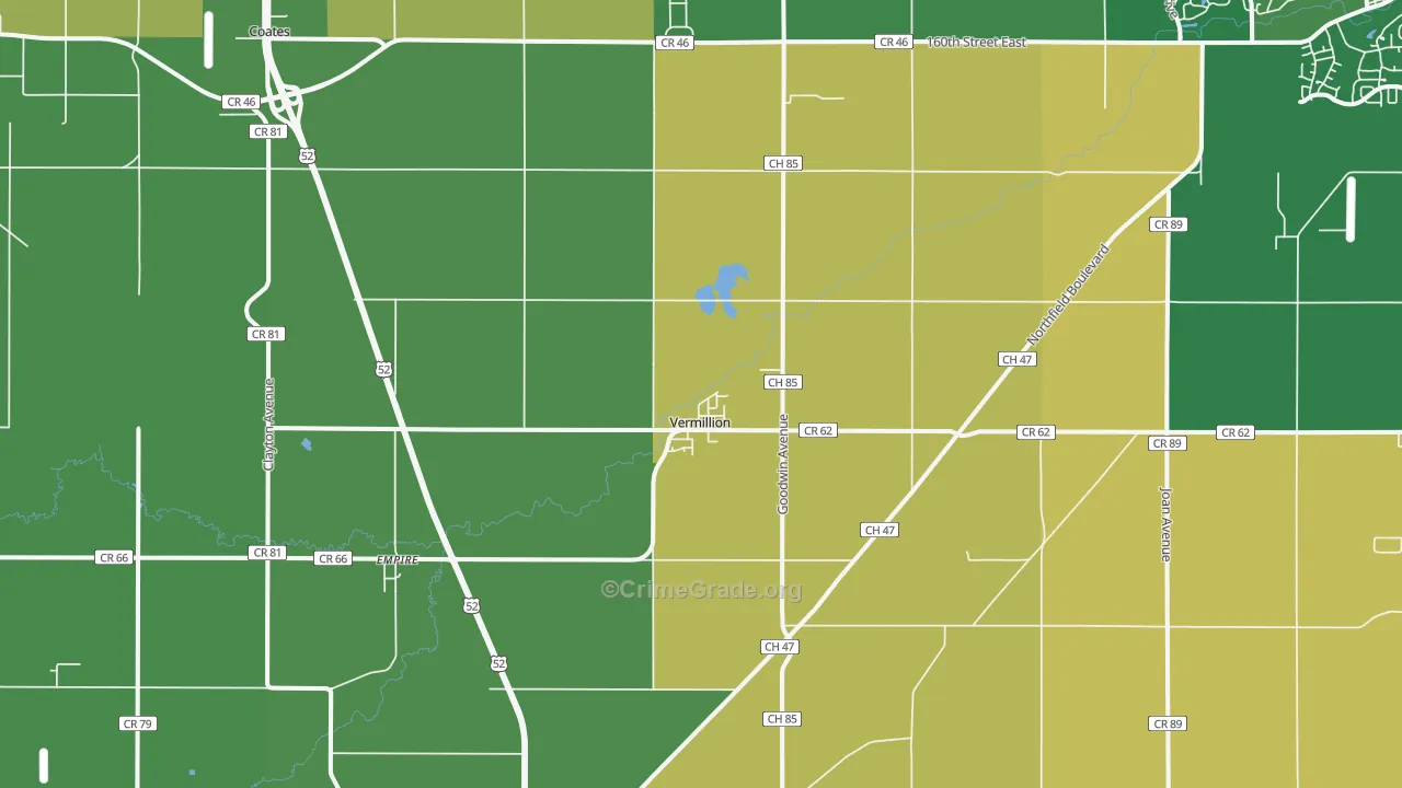 Vermillion, MN Map of Burglary Rates