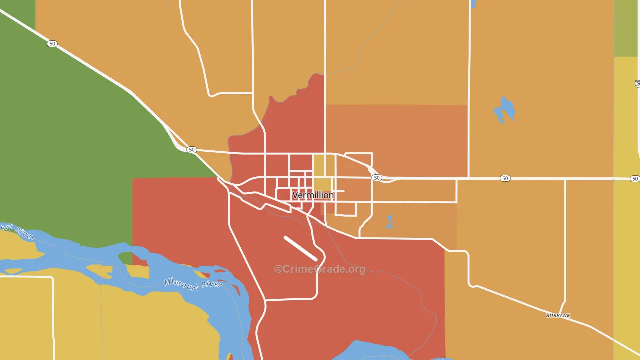 Vermillion, SD Map of Burglary Rates
