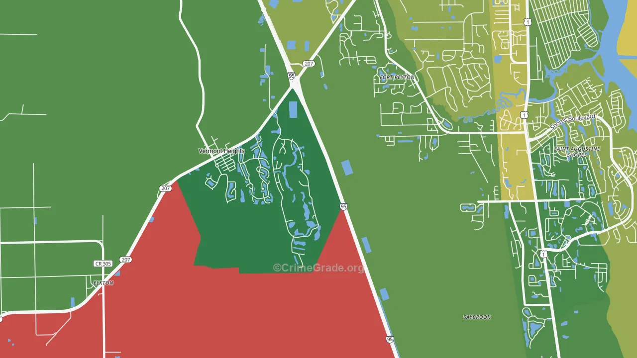 Vermont Heights, FL Map of Burglary Rates