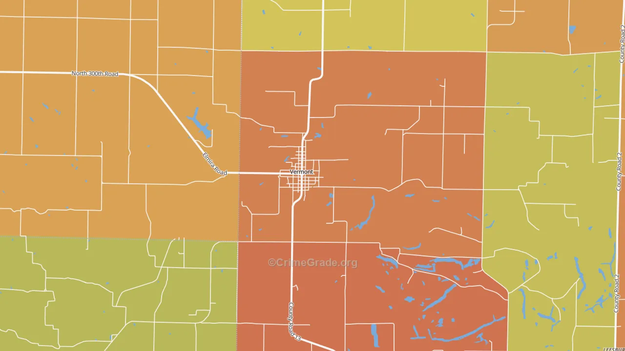 Vermont, IL Map of Burglary Rates