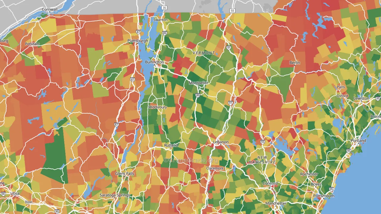 Vermont Map of Burglary Rates