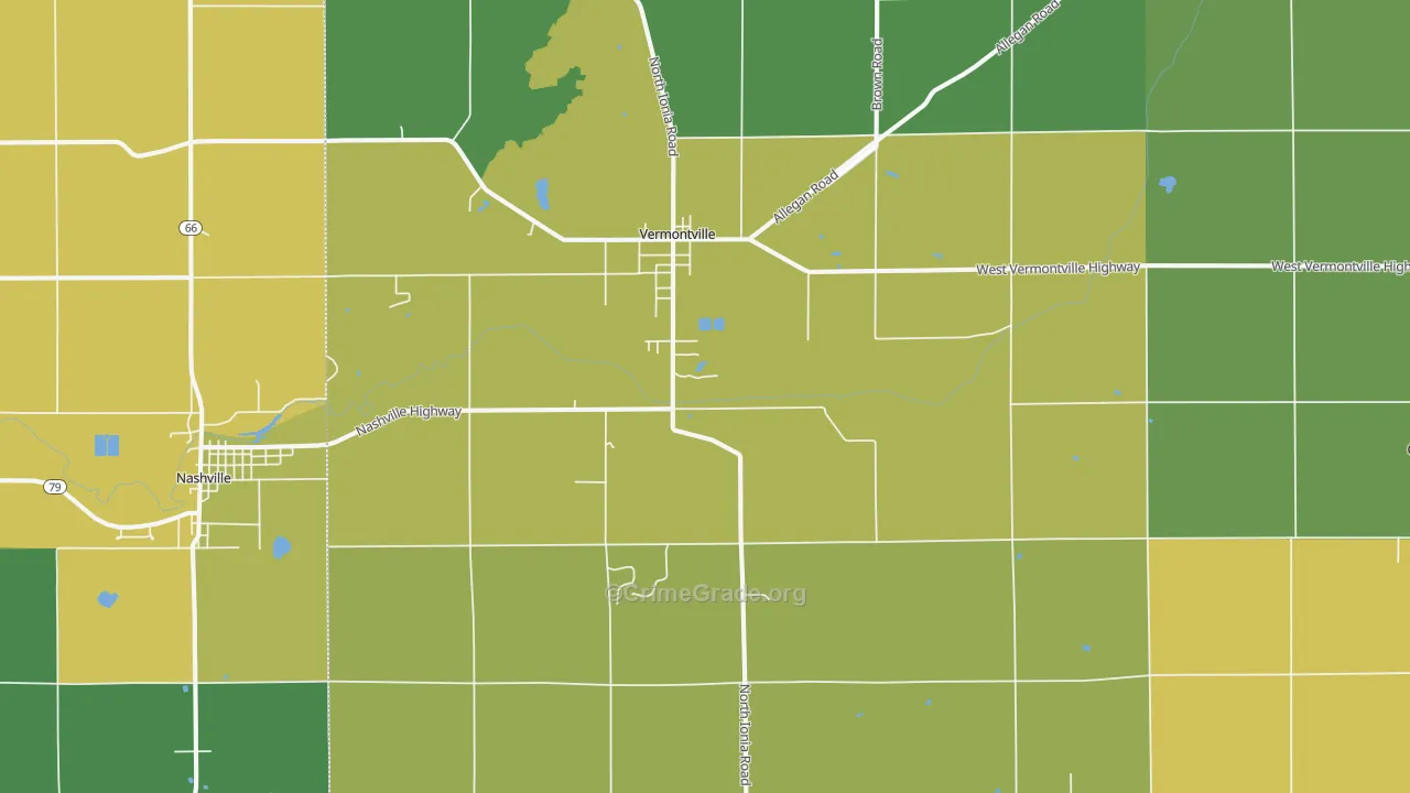 Vermontville, MI Map of Burglary Rates