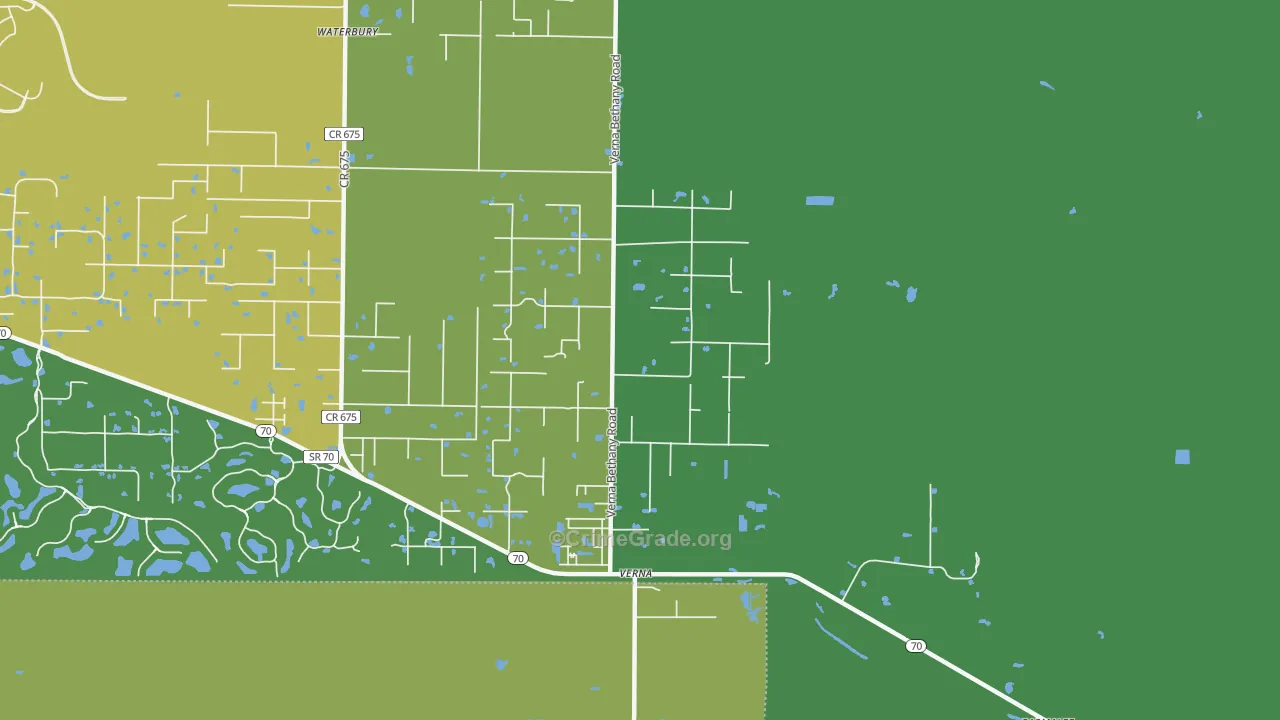 Verna, FL Map of Burglary Rates