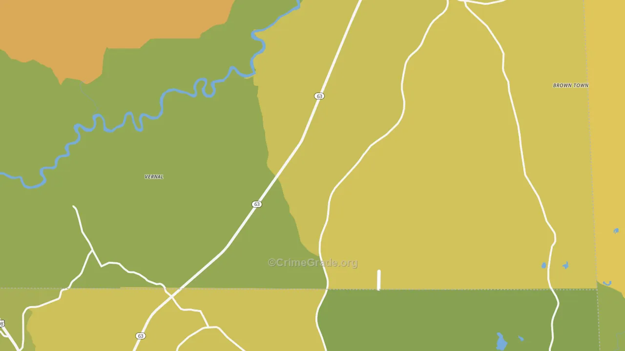 Vernal, MS Map of Burglary Rates