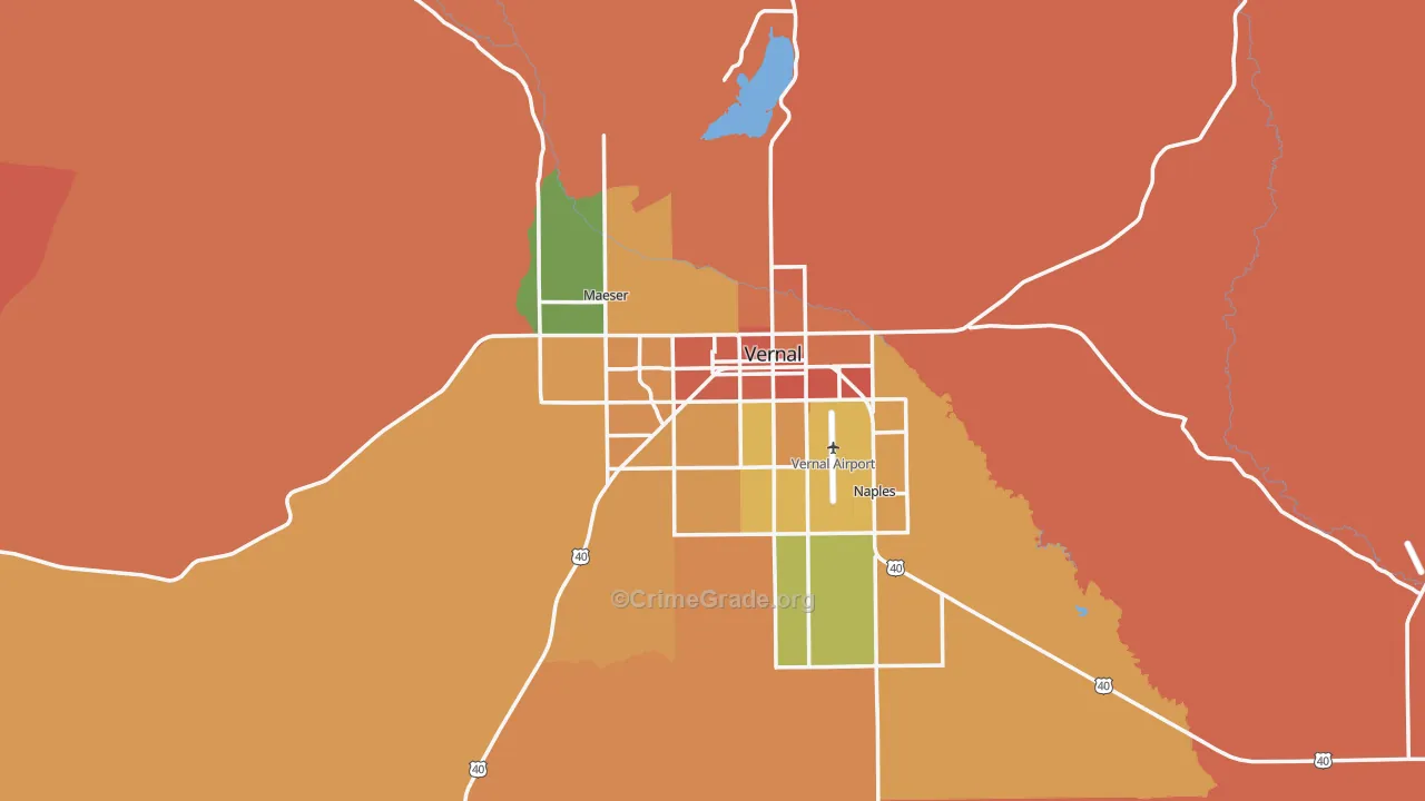 Vernal, UT Map of Burglary Rates