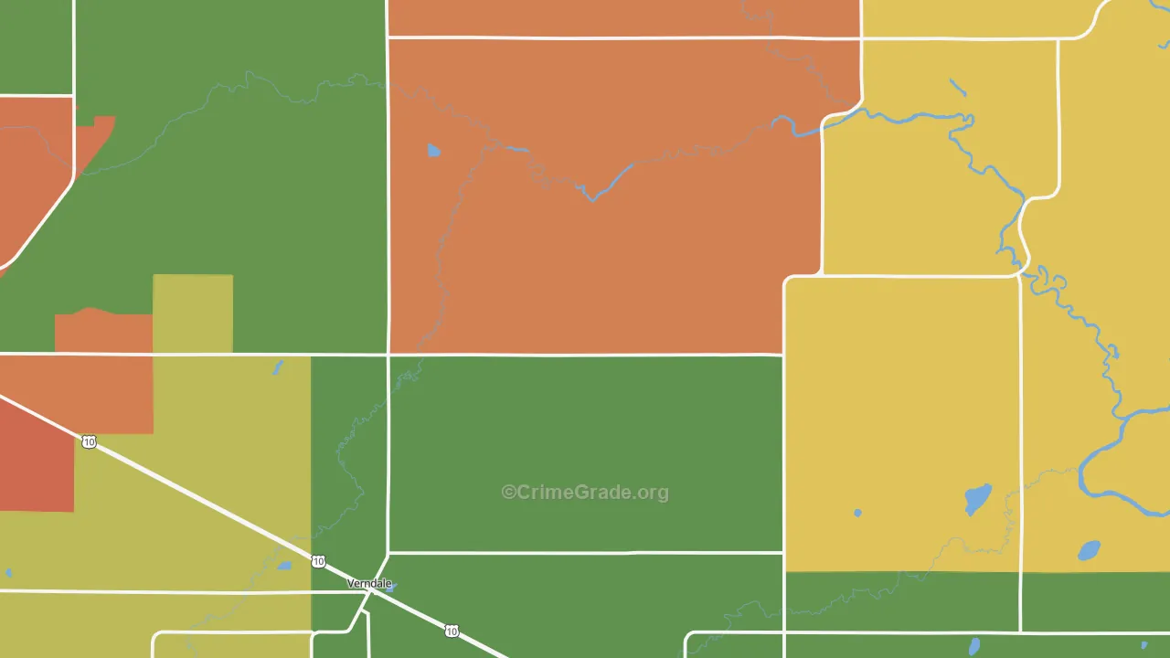 Verndale, MN Map of Burglary Rates