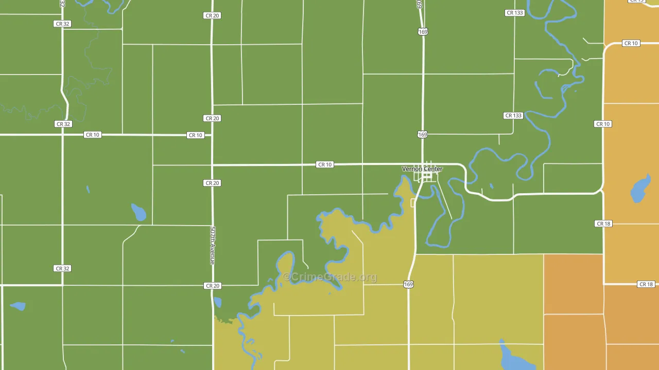 Vernon Center, MN Map of Burglary Rates